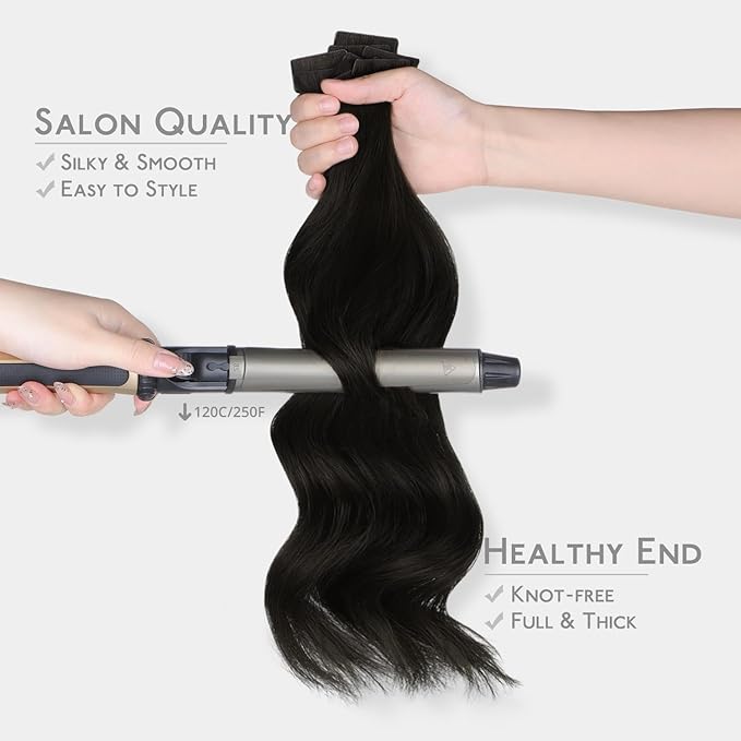 WENNALIFE Invisi Edge & Classic Tape in Hair Extensions Human Hair, 22 Inch 50g 20pcs(10pcs Invisi Edge & 10pcs Classic) Natural Black Invisible Luxury Remy Hair Natural Seamless Injected Tape Ins