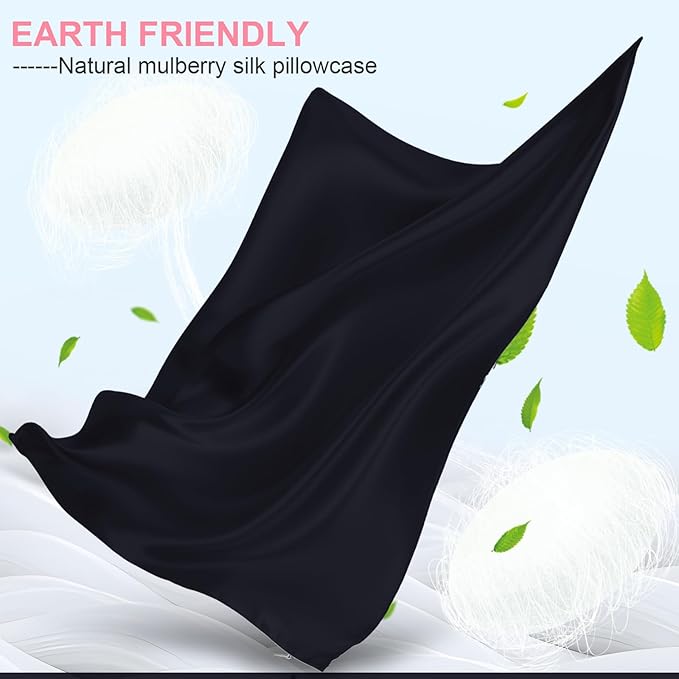 Mulberry Silk Pillow Cases King Size with Hidden Zipper, Ultra Smooth and Soft Breathable Cooling Silk Satin Pillowcase for Hair and Skin, Gifts for Women Men (Navy Blue, 20x36 Inches, 1 Pack)