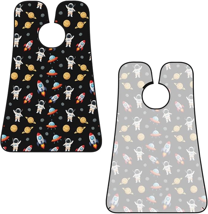 Waterproof Grooming Apron, Non-Stick Beard Bib with Suction Cups, for Space Planet Astronaut Rocket