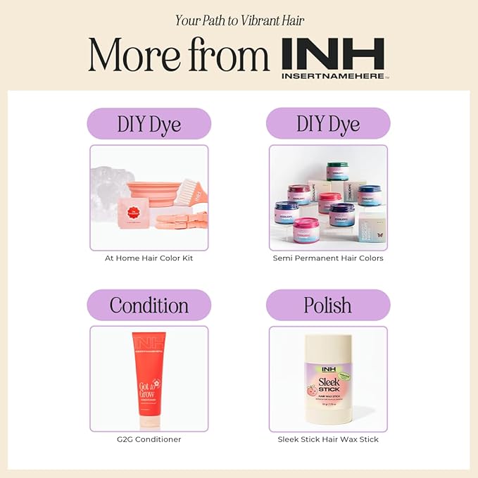 INH Semi Permanent Hair Color | Color Depositing Conditioner | Garnet Violet Hair Dye | No Bleach & No Peroxide Temporary Tint for Women & Men | Vegan, Ammonia Free, & Sulfate Free | Ready to Use, 6oz