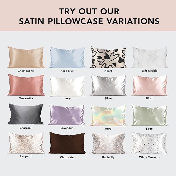 Kitsch Satin Pillowcase with Zipper for Hair & Skin, Softer Than Silk Pillow Cases Queen, Wrinkle-Free, Smooth and Cooling Satin Pillow Covers, Standard Size 19"x26", Marble