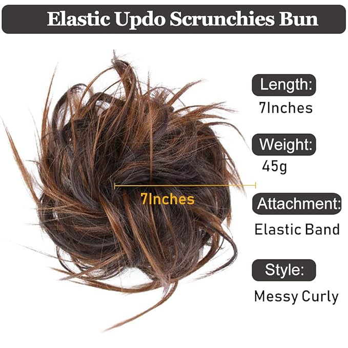 HMD Tousled Updo Messy Bun Hair Piece Hair Extension Ponytail With Elastic Rubber Band Updo Extensions Hairpiece Synthetic Hair Extensions Scrunchies Ponytail Hairpieces for Women 6AH30#