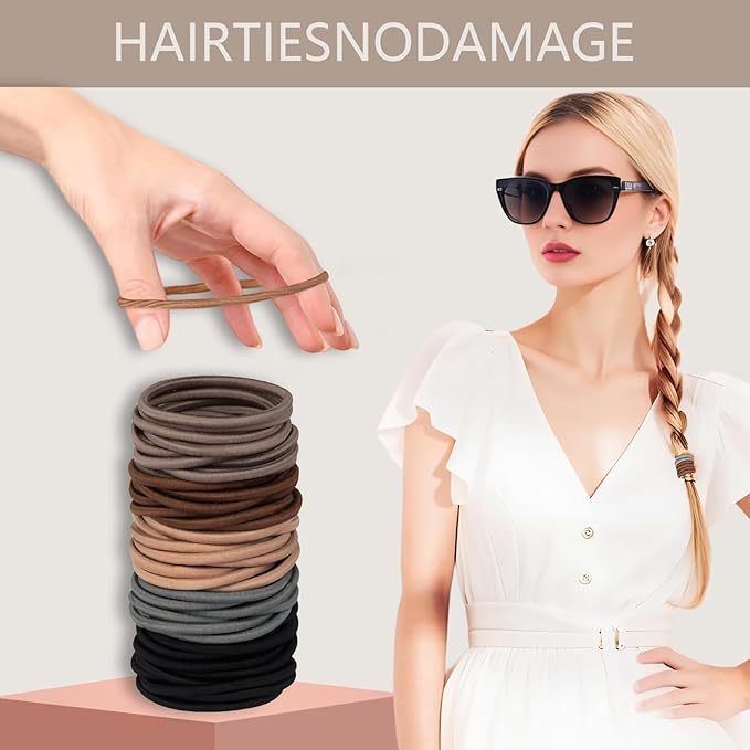 Hair Ties for women 3 popular styles hair accessories Hair Elastics (15pcs No Damage Hair Ties 50pcs High Elastic Ties 15pcs Ponytail Holders) Pain-free No Crease multiple colors for all hair types