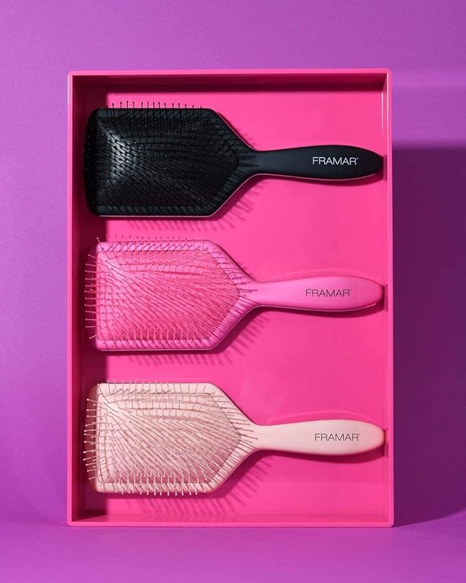 FRAMAR Paddle Hair Brush For Women – Wet Paddle Brush For Thick Hair, Wet Hair Brushes For Women, Pink Hair Brush Detangler – Reduces Breakage