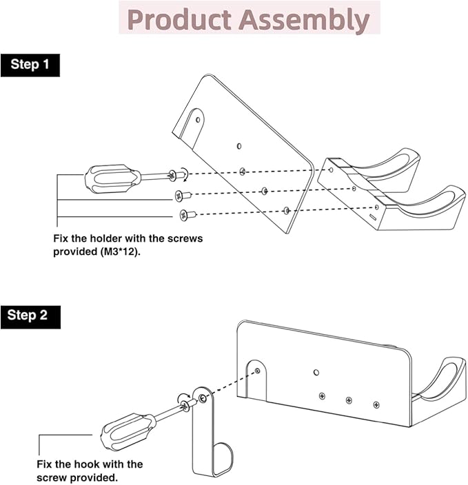 Hair Dryer Holder, Aluminum Alloy Blow Dryer Holder with Adhesive/Screw Installation, Universal Hair Dryer Wall Mount Compatible with Dyson Hairdryer Holder for Bathroom White UEMUSI