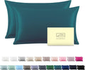 Silk Pillow Cases 2 Pack Soft Breathable and Sliky King Size Pillow Cases Set of 2,Natural Mulberry Satin Silk Pillowcase with Hidden Zipper for Hair and Skin (Teal,20"X 36",2pcs)