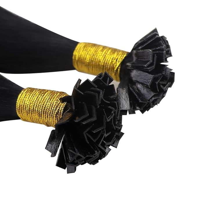 YoungSee K Tip Hair Extensions Black K Tips Human Hair Extensions for Wedding Jet Black 22In 50s/50g