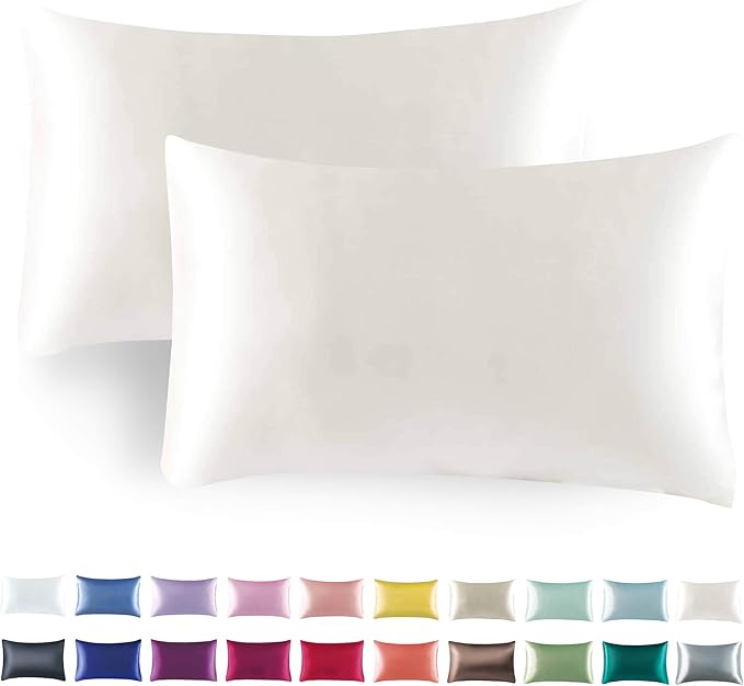 Tyfitb Satin Pillowcase for Hair and Skin, Beige Pillowcases Set of 2, Cooling Pillow Cases King Size(20×36 Inches), Soft Luxury Satin Pillowcase with Envelope Closure