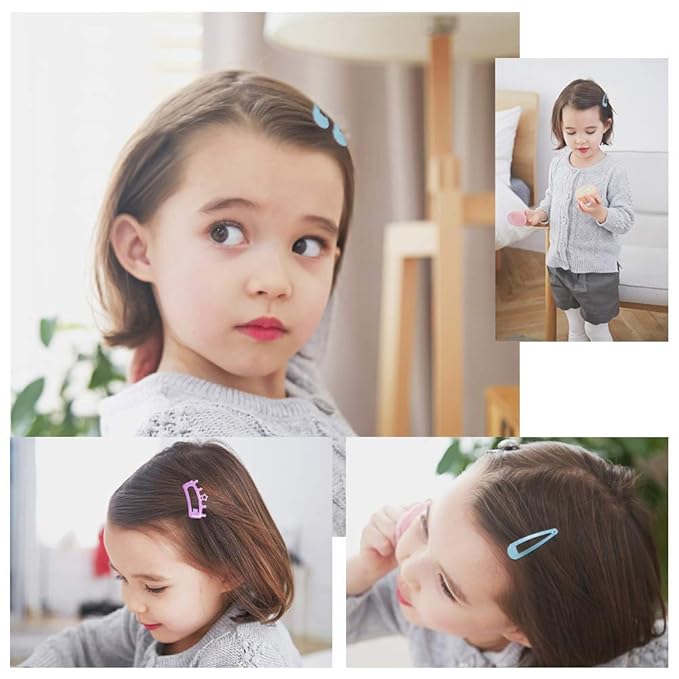 KUBOM 100 Pack Snap Hair Clips for Girls, 2 Inch Cute Color Metal No Slip Hair Clip Barrettes for Toddlers Kids Women