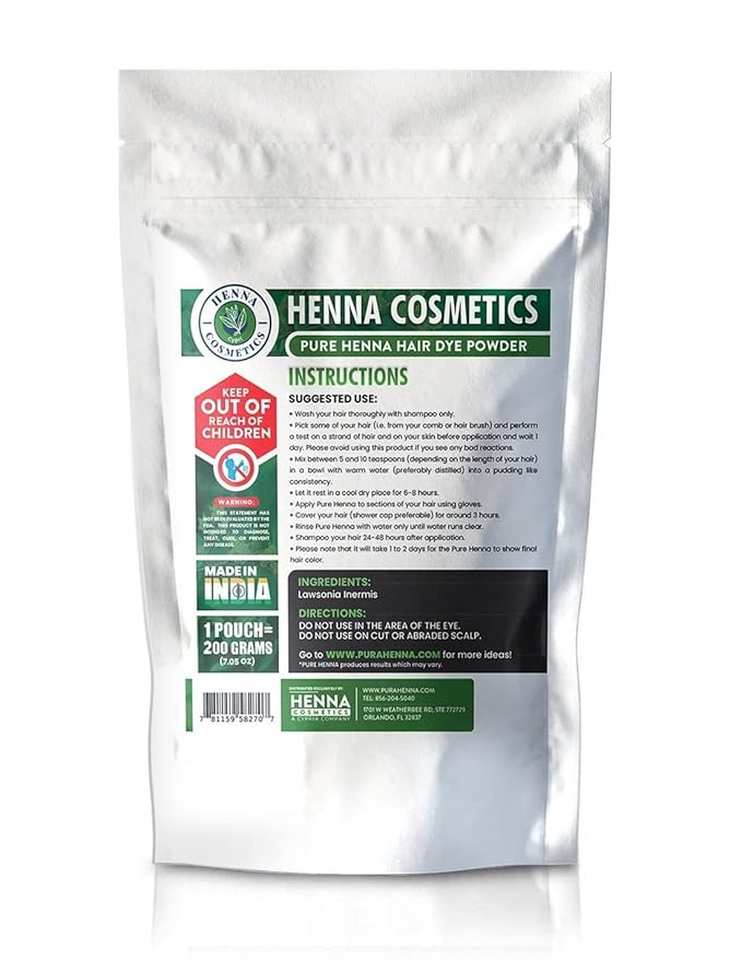Natural Henna Hair Color Dye, 100% Pure Henna Powder for Hair Growth Organic (200g/7.05 ounce, Brown Red)