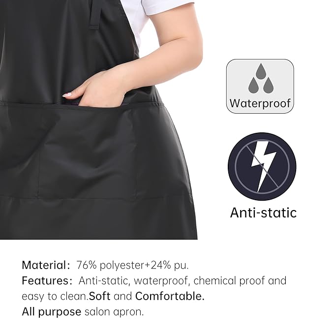 PERFEHAIR Waterproof Hair Dyeing Apron with Pockets for Men & Women - Salon Hairdresser and Barber Protective Apron with PU Coating - Ideal for Haircuts, Styling, Coloring