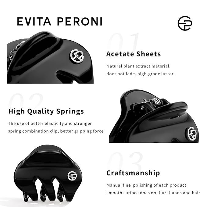 EVITA PERONI Small Hair Clips, Mini Hair Clip for Hair, Little Tiny Claw Clips for Women Girls Half Updo, Caramel Brown