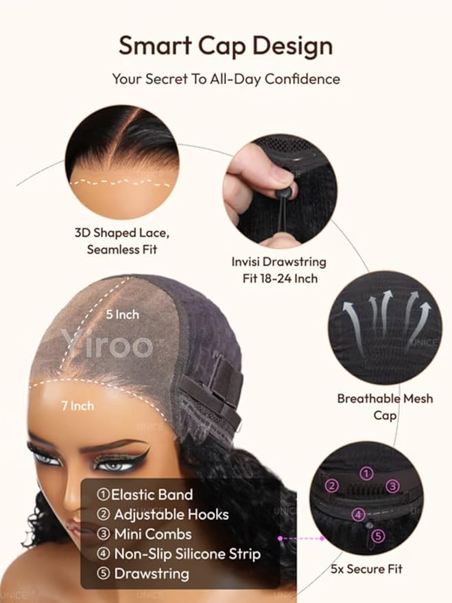 YIROO Chestnut Brown Ombre Yaki Straight 13x4 Pre Everything Frontal Glueless Wig Human Hair Pre Plucked Pre Cut,Bye bye Knots Wear and Go Drawstring Wigs Beginner Friendly 150% Density 20Inch