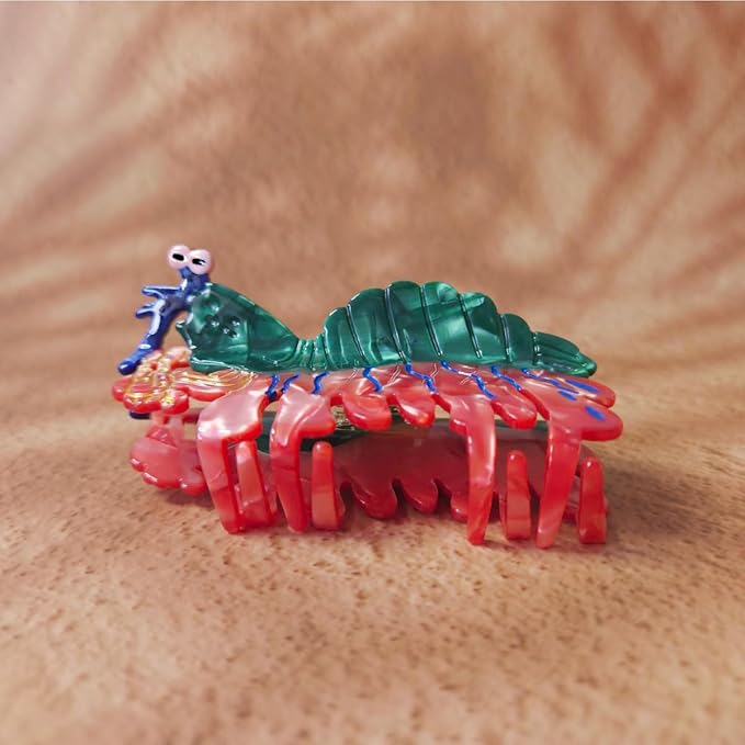 Cute Ocean Peacock Shrimp Hair Clip,Funny Acetate Claw Clips for Women
