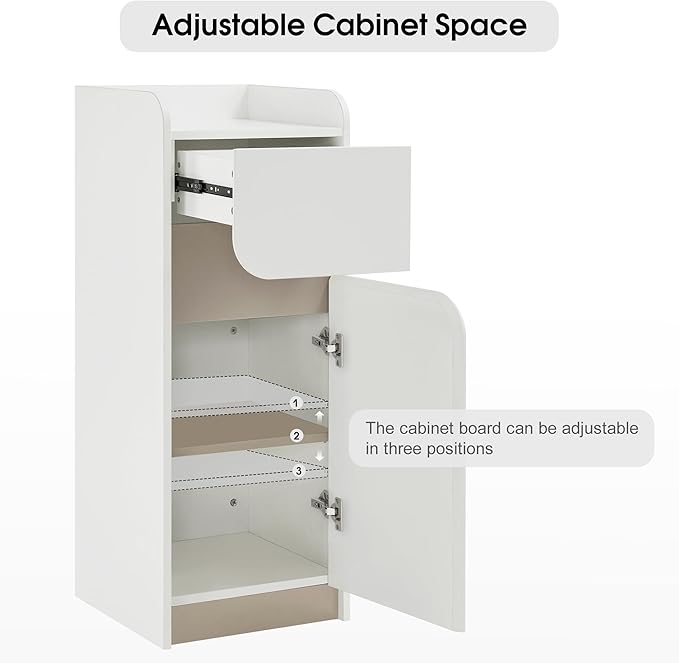 BarberPub Salon Spa Storage Cabinet, Barber Hair Stylist Station with 1 Drawer and 1 Cabinet, Beauty Salon Organizers 40” Tall DC2022 (White&Beige)
