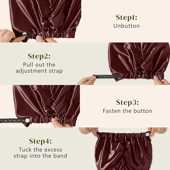 ZIMASILK 22 Momme 100% Mulberry Silk Bonnet for Sleeping & Women Hair Care, Highest Grade 6A Silk Hair wrap for Sleeping with Premium Elastic Stay On Head (1Pc, Burgundy)