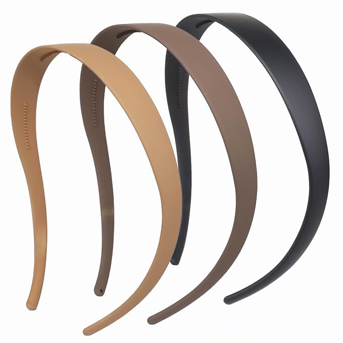 3 Pack Headbands Designed for Eyewear,Flex No Pressure Hairbands for Women Comfortable Plastic Headbands with Teeth Matte-Black,Khaki,Coffee