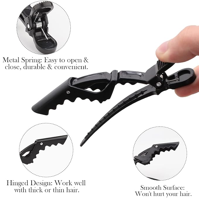 Ondder 24pcs Hair Clips for Styling, Sectioning, Coloring, Cutting - Alligator Salon Pro Hair Clips for Barber, Unisex, Adult