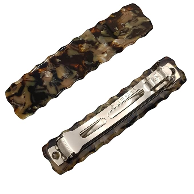 Hair Clips for Women,3.5 Inch Acetate Medium Hair Claw Clips for Women Thin Thick Curly Hair,Strong Hold No Slip Grip,French Classic Multicolor （Dark Brown Tortoiseshell Oblong）