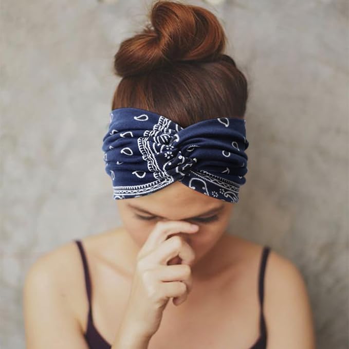 Extra Wide Headbands for Women Large Turban Headband Non Slip Boho Elastic Hairband Hair Twisted Knot Head Bands Accessories