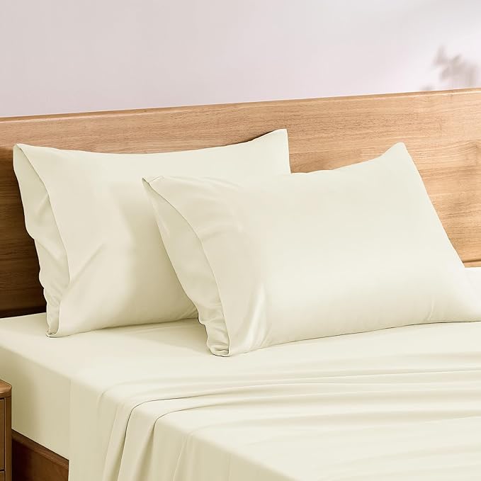 TOSMO Luxury Pillow Case Set of 2 - Cooling Viscose Derived from Bamboo, Oeko-TEX, Breathabl Silky Soft Pillow Cases with Envelope Closure (King / 20x36, Vanilla Yellow)