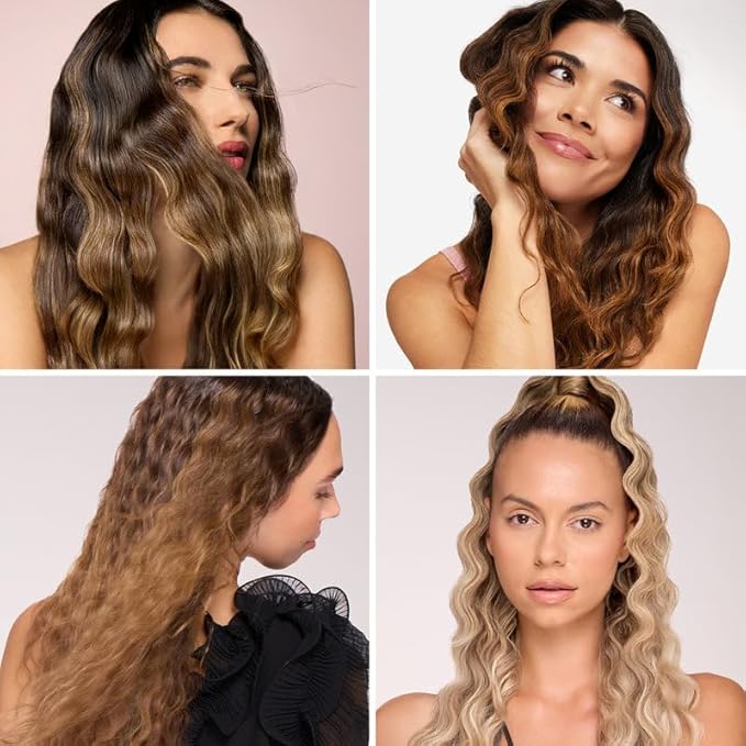 L'ANGE Hair VersaWaver Adjustable Titanium Waver | Pick 19mm or 32mm Waves with 1 Tool | Titanium 3-Barrel Waving Tool | Cool Tip Also Rotates Barrel to Change Wave Lengths (Black)