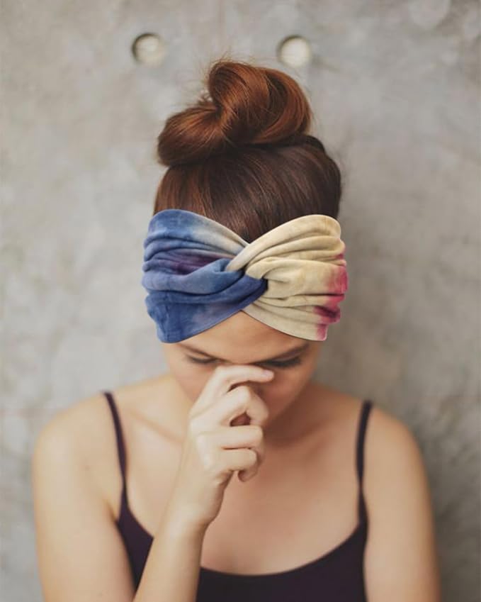 Extra Wide Headbands for Women Large Turban Headband Non Slip Boho Elastic Hairband Hair Twisted Knot Head Bands Accessories