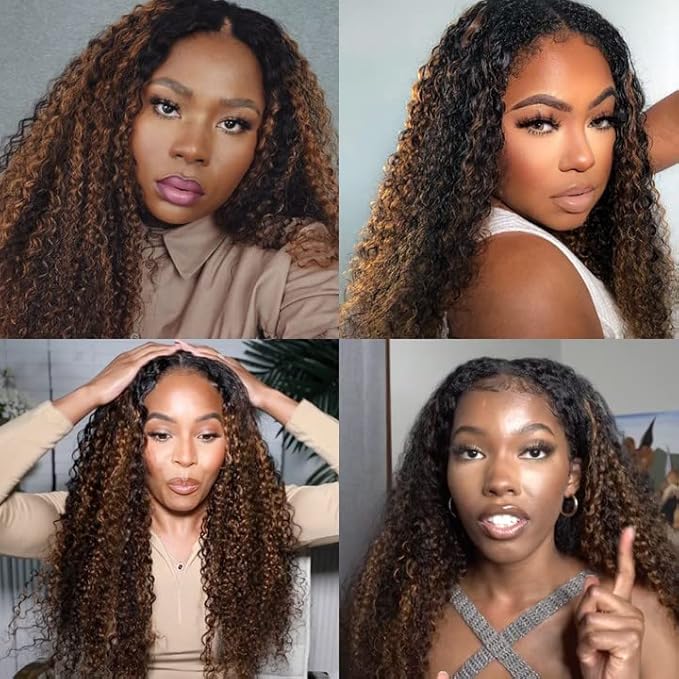 Highlight Bundles Human Hair P1B30 Deep Wave Bundle Brazilian Virgin Remy Hair 3 Bundles 12 14 16 Inch Niegmeag Double Weft 2 Tone Black and Light Brown Deep Wave Bundle