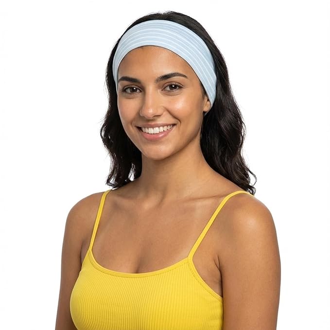 Stretchy Striped Headbands for Women & Girls 4 Pack Soft Headbands for Yoga Gym Hair Wrap Cute Elastic Hair Bands