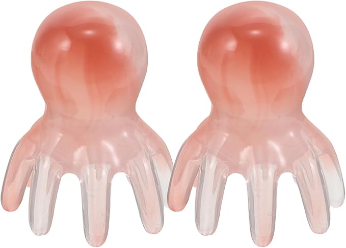 Octopus Scalp Massager Comb 2Pcs Handheld Resin Head Massage Tool with Meridian Acupressure Points Pink for Hair Scalp Relaxation and Neck Back Relief