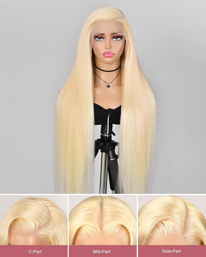 Alididi 613 Lace Front Wig Human Hair 13x4 Blonde Straight Hd Transparent Lace Frontal Wigs Human Hair Pre Plucked With Baby Hair 180% Density Blonde Glueless Wigs Human Hair 30 Inch