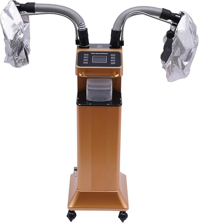 Nano Hair Steamer, Professional Micro Mist Hair Color Processor with 2 Vaporizing Caps, 650W Vertical Hair Care Machine with Rolling Wheels, Salon Spa Equipment for Deep Hair Care Repair, Hair Styling