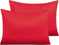NTBAY Zippered Satin Pillow Cases for Hair and Skin, Luxury Standard Hidden Zipper Pillowcases Set of 2, 20x26 Inches, Red