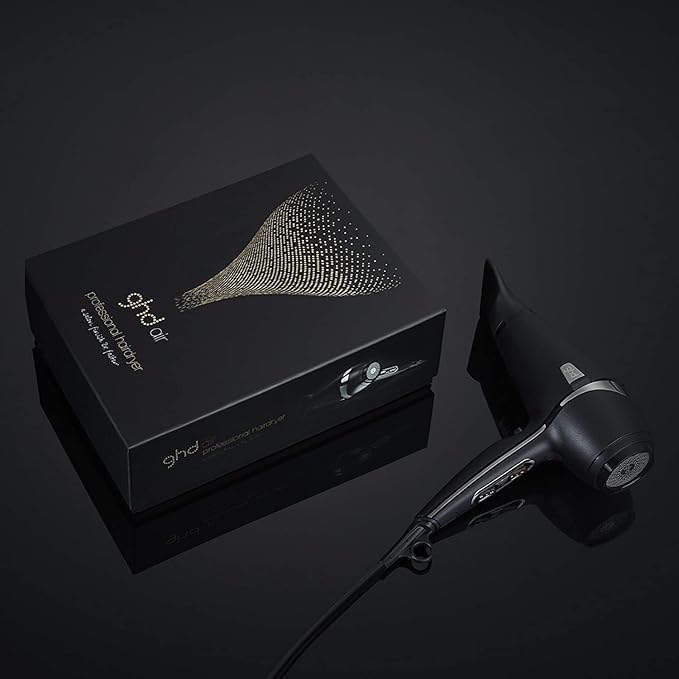 ghd Air Hair Dryer — 1600w Professional Blow Dryer, Salon Strength Motor, Concentrator Nozzle, Adjustable Temperature Setting, and Ionic Technology for Super-Fast Drying — Black