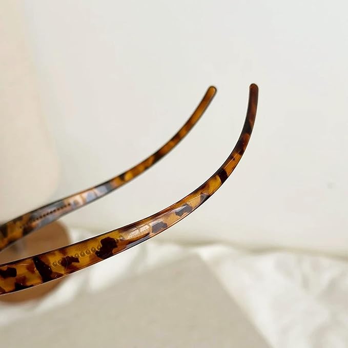 2 Pack Leopard Print Eyewear Hairbands - Comfortable Fashion Skinny Headbands, Brown, Black