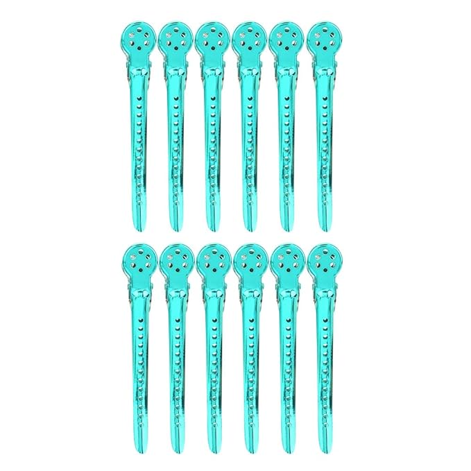 Hair Styling Clips, ANGGREK 12pcs/Box Hair Styling Clips Hairdressing Salon Sectioning Hairpins Duck Billed Hair Cutting Clips for Thick and Thin Hair Salon Styling 6 Colors(green)