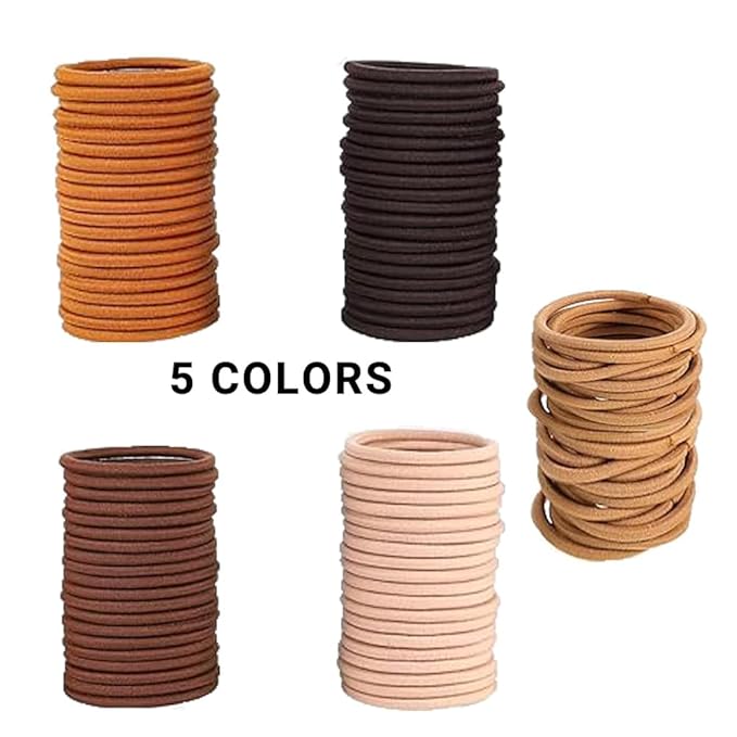 Multi-color Hair Ties Hair Elastics Rubber Bands No Damage for Thick and Curly Hair Long-Lasting Braids Ponytails Holders All Hair Types Pain-Free Hair Accessories for Women or Men 50 PCS 4MM