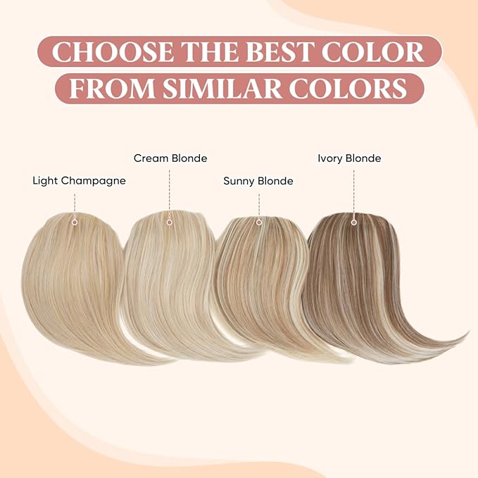 SARLA Clip in Side Bangs Extension Straight Synthetic Fake Bangs One Piece for Women Sunny Blonde