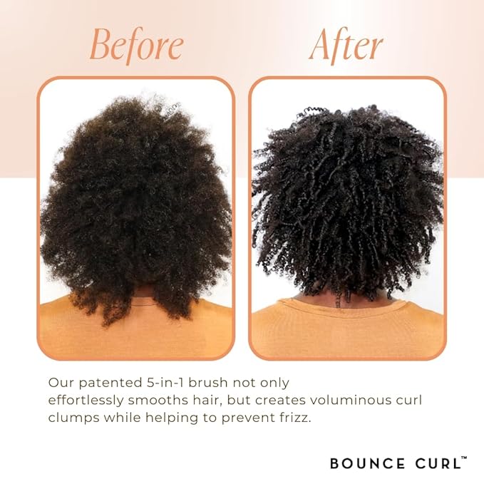 Bounce Curl Volume EdgeLift Brush, 5-in-1 Tool for Volumized, Defined Curls, Waves & Coils - Peach