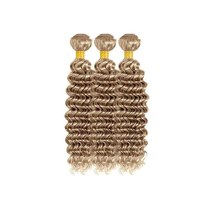 30 32 34 Inch Ash Blonde Bundles Human Hair Color #22 Deep Wave Bundle Blonde Deep Wave Bundle Virgin Remy Hair Extensions Light Blonde Color