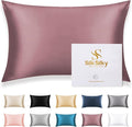 SilkSilky 100% Mulberry Silk Pillowcase - Pure 22 Momme High-Grade 6A Fibers for Hair & Skin, Envelope Closure, Natural, Organic, Breathable & Cooling Pillow Case (King, Pale Mauve)