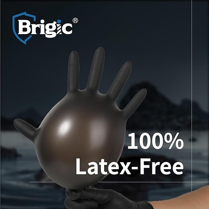 Disposable Nitrile Gloves, Textured Grip, 4mil, Lightweight, Slip-Resistant, Black