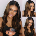 KLAIYI Bye Bye Knots Glueless Wig Ombre Brown Body Wave Pre Cut 7x5 Lace Front Wigs Human Hair Pre Plucked Pre Bleached Pre Everything Wear and Go Wig 12A Highlight Balayage 30S Ready To Go 26Inch