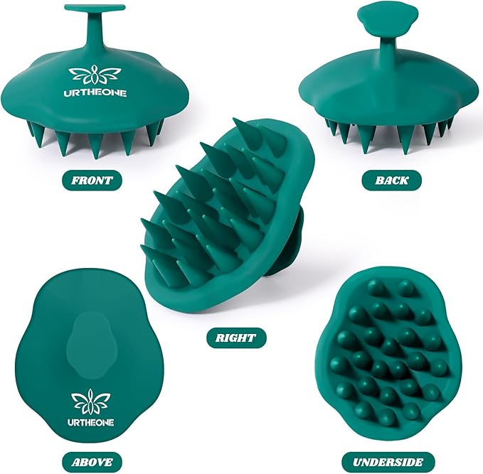 URTHEONE Scalp Massager Shampoo Brush for Hair Growth,Soft Silicone Scalp Scrubber Shower Brush for Women Men Kids Stress Relax&Scalp Exfoliator,Scalp Scrubber for Dandruff Removal (Forest)