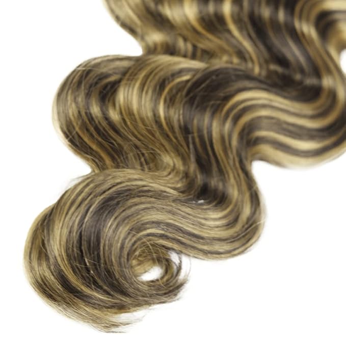 P1b/27 Human Hair Bundles Blonde Body Wave Bundles 12 14 16 Inch Niegmeag Double Weft 2 Tone Black and Honey Blonde Bundle Hair Weave