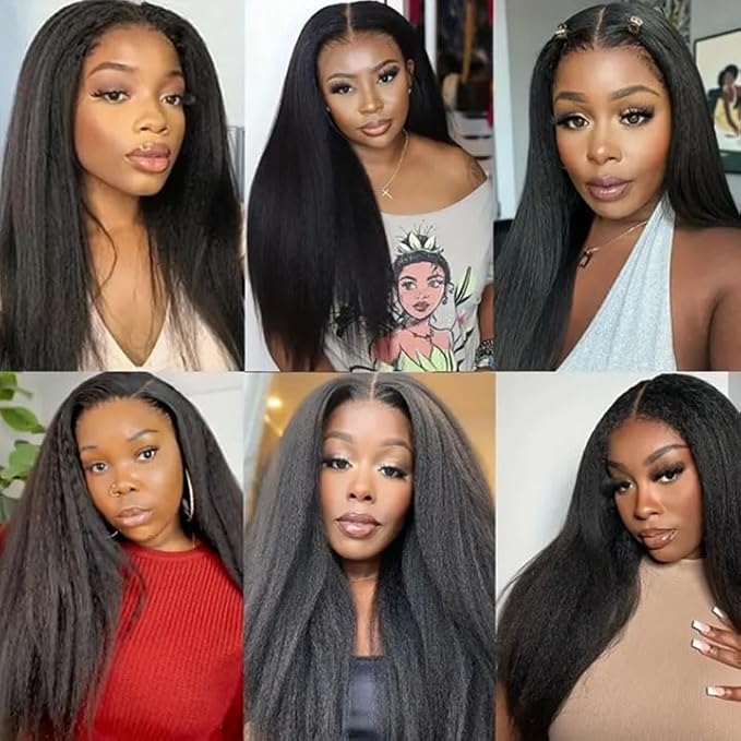 Yaki Straight Bundles Color 1B Kinky Straight Human Hair Bundle Niegmeag Brazilian Virgin Remy Hair 3 Bundles 24 26 28 Inch Double Weft Soft and Silky Natural Black Yaki Bundle 150g