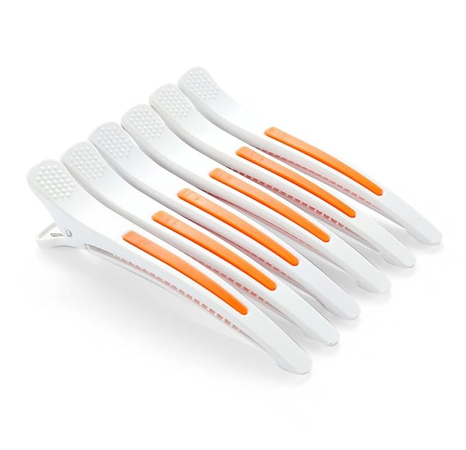 6Pcs/set Pinup Plastic Duck Bill Hair Clips for Sectioning Hair - Professional Non Slip Silicone band Clips Salon DIY Accessories Hairpins Hairgrip for Women (White-Style3)