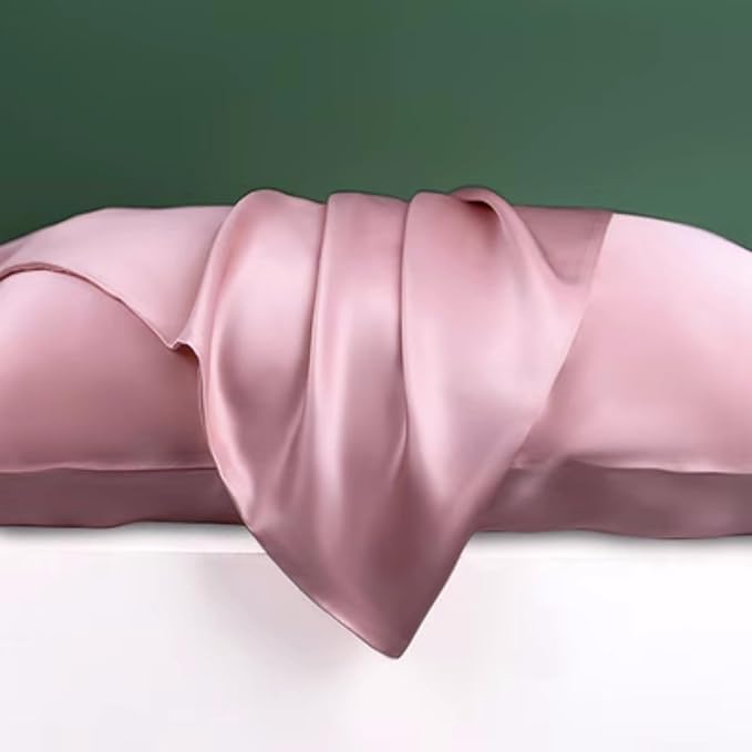 100% Mulberry Silk Pillowcase with Zipper Made in USA, Real 22 Momme Silk Pillow Cases Queen for Hair and Skin, NOT Satin Pillowcase, Anti Acne, Anti Aging, 1 Pc 20"x30" (Queen, Dusty Rose)