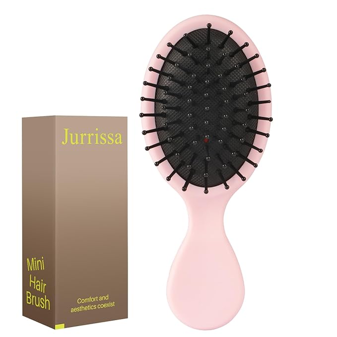 Mini Hair Bursh for Women,girls-Protable Travel Size Hair Brush for Pockets,Purse,backpack-Mini Detangler Brush for All Hair Types,Small Hair Brush for Detangling(Pink)