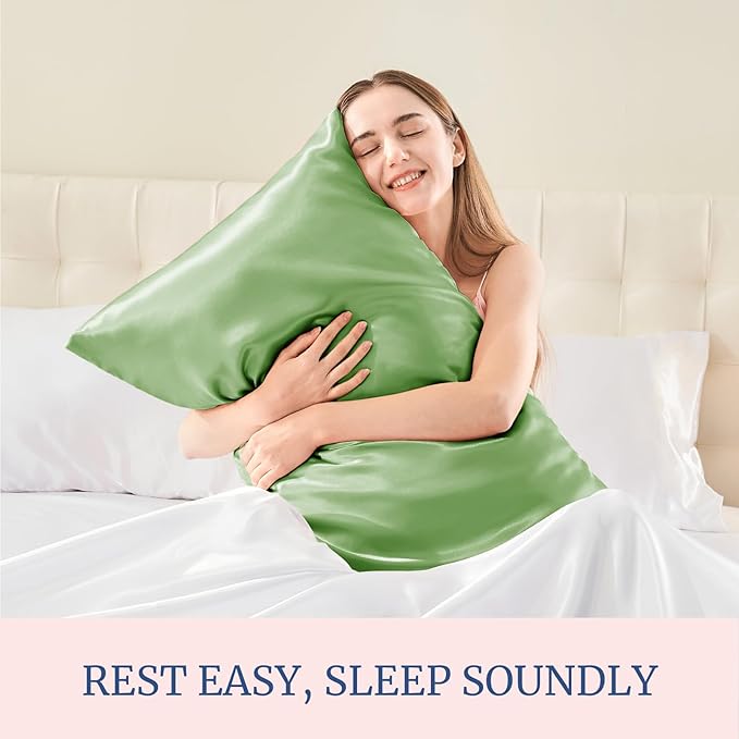 BEDELITE Satin Pillowcase for Hair and Skin, Super Soft Similar to Silk Pillow Cases 4 Pack with Envelope Closure, Cooling Pillowcases for Women Men (20"x30" Queen Size, Sage Green)